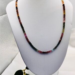 Natural multi color tourmaline faceted necklace